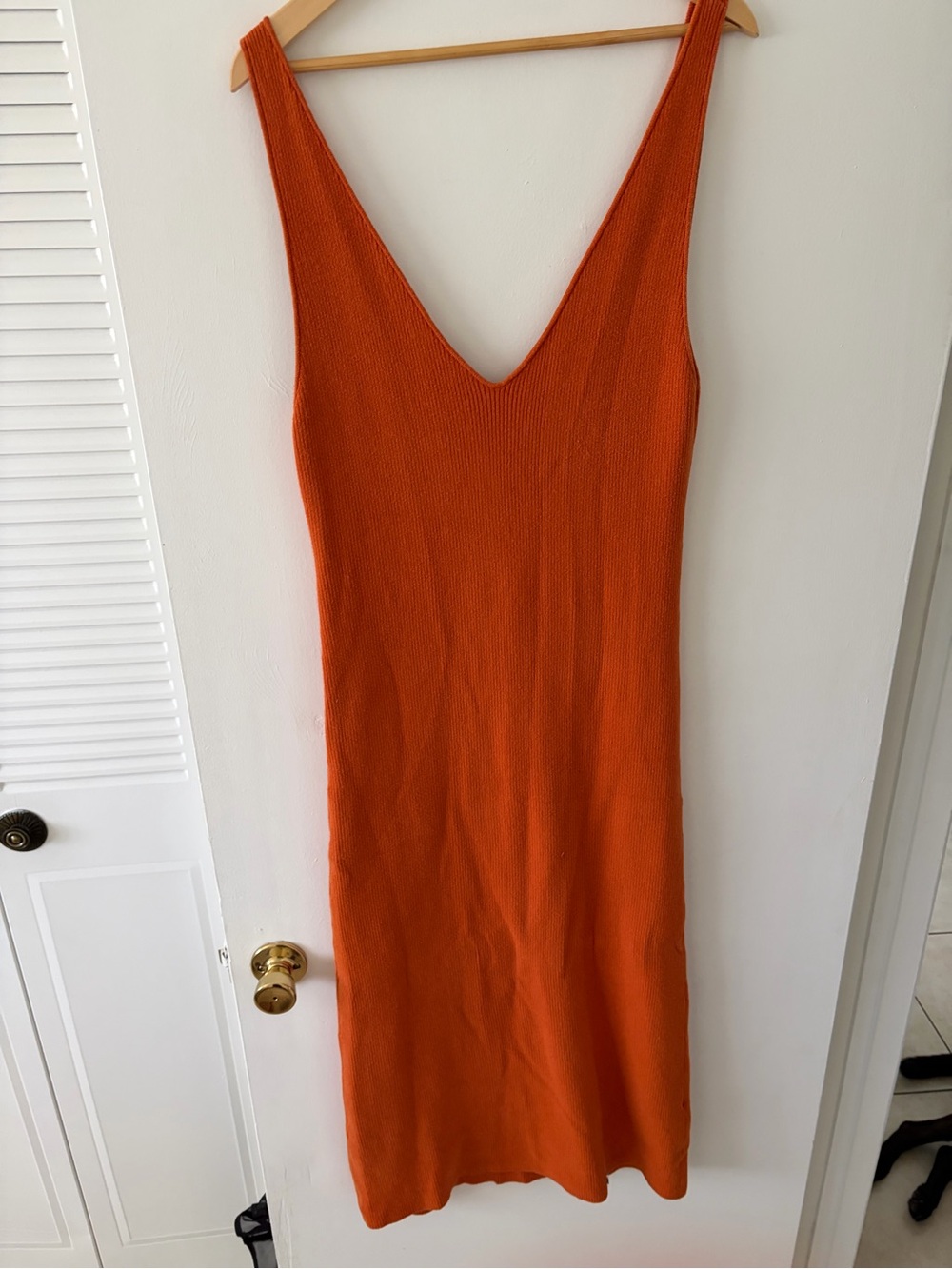 Free People Ribbed Backless Knit Dress in Bright Orange - Picture 1 of 2